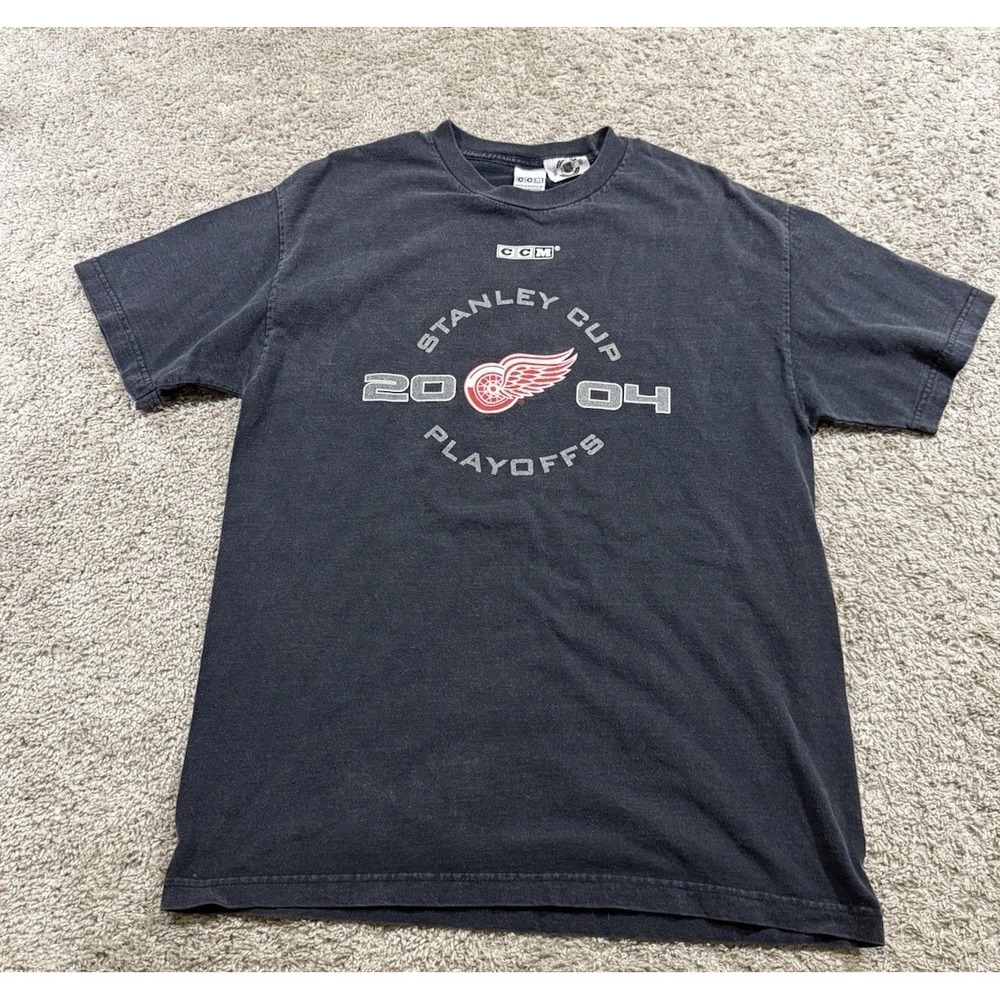 NHL Detroit Red Wings Vintage Playoffs Stanley Cup 2004 Shirt‎ Player M/L CCM